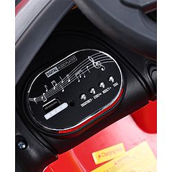 Babyhug Battery Operated Small Ride on Car with Scissor Doors Music & Light  Red| Openable Wing Doors| Wide Comfortable Seat| Pre-loaded Music with USB & AUX| Easy to Assemble| Easy to Operate| Forward & Reverse Drive| Rechargeable Battery