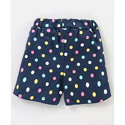Babyhug Cotton Knit Half Sleeves Night Suit with Bow Applique Polka Dots Print - Blue