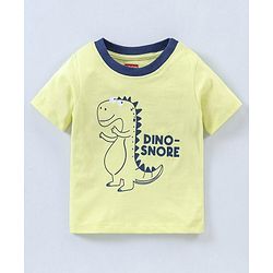 Babyhug Cotton Knit Half Sleeves Night Suit Dino Print - Green