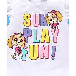 Babyhug 100% Cotton Half Sleeves Top Paw Patrol Print Skye Graphics & Schiffli Frill Detailing - White