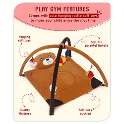 Babyhug Deluxe Twist & Fold Play Gym | Foldable Activity Gym with 5 Detachable Toys | Portable & Travel-Friendly | Stimulates Baby's Senses & Motor Skills | BIS Certified
