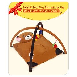 Babyhug Deluxe Twist & Fold Play Gym | Foldable Activity Gym with 5 Detachable Toys | Portable & Travel-Friendly | Stimulates Baby's Senses & Motor Skills | BIS Certified