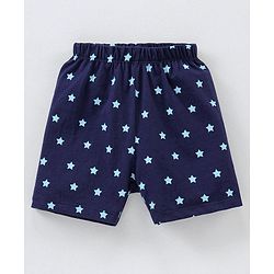Babyhug Cotton Knit Half Sleeves Night Suit Star Print - Blue