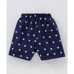 Babyhug Cotton Knit Half Sleeves Night Suit Star Print - Blue