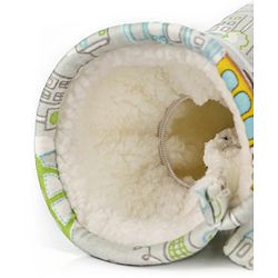 Babyhug 100% Cotton Premium Feeding Bottle Cover with Sherpa Lining Vehicle Print - Fits Upto 200 ml Bottle