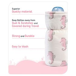 Babyhug 100% Cotton Premium Feeding Bottle Cover with Sherpa Lining Vehicle Print - Fits Upto 200 ml Bottle
