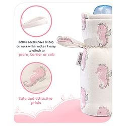 Babyhug 100% Cotton Premium Feeding Bottle Cover with Sherpa Lining Vehicle Print - Fits Upto 200 ml Bottle