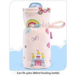 Babyhug 100% Cotton Premium Feeding Bottle Cover with Sherpa Lining Vehicle Print - Fits Upto 200 ml Bottle