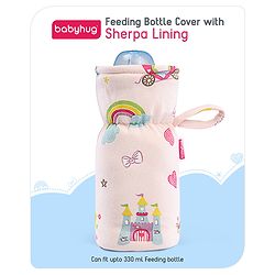 Babyhug 100% Cotton Premium Feeding Bottle Cover with Sherpa Lining Vehicle Print - Fits Upto 200 ml Bottle