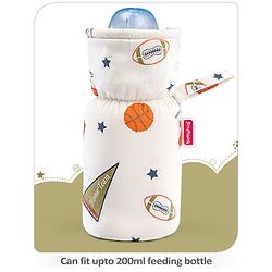 Babyhug 100% Cotton Premium Feeding Bottle Cover with Sherpa Lining Vehicle Print - Fits Upto 200 ml Bottle