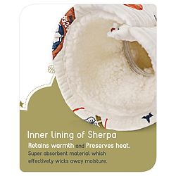Babyhug 100% Cotton Premium Feeding Bottle Cover with Sherpa Lining Vehicle Print - Fits Upto 200 ml Bottle