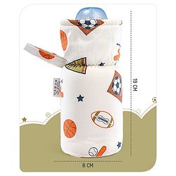 Babyhug 100% Cotton Premium Feeding Bottle Cover with Sherpa Lining Vehicle Print - Fits Upto 200 ml Bottle