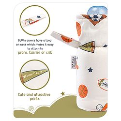 Babyhug 100% Cotton Premium Feeding Bottle Cover with Sherpa Lining Vehicle Print - Fits Upto 200 ml Bottle
