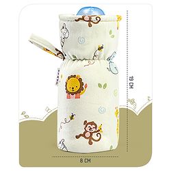 Babyhug 100% Cotton Premium Feeding Bottle Cover with Sherpa Lining Vehicle Print - Fits Upto 200 ml Bottle