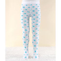Cute Walk by Babyhug Antibacterial Bow Printed Footed Tights - White