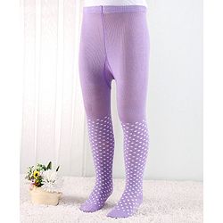 Cutewalk by Babyhug Anti Bacterial Footed Tights Polka Dots Design - Lavender