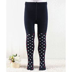 Cutewalk by Babyhug Anti Bacterial Footed Tights Polka Dots Design - Navy