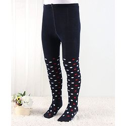 Cutewalk by Babyhug Anti Bacterial Footed Tights Polka Dots Design - Navy
