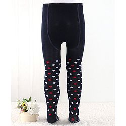 Cutewalk by Babyhug Anti Bacterial Footed Tights Polka Dots Design - Navy