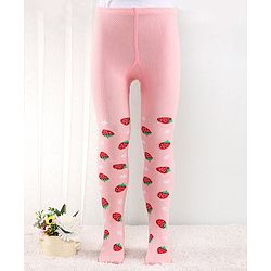 Cutewalk by Babyhug Anti Bacterial Footed Tights Strabarry Design - Pink