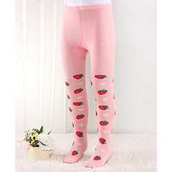 Cutewalk by Babyhug Anti Bacterial Footed Tights Strabarry Design - Pink