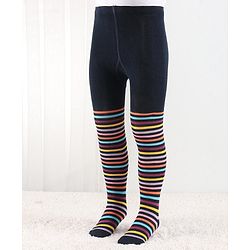 Cutewalk by Babyhug Anti Bacterial Footed Tights Striped Pack Of 2 - Navy Blue & Pink