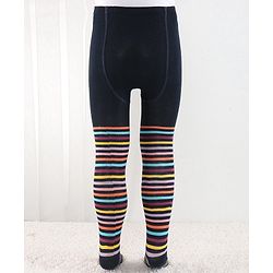 Cutewalk by Babyhug Anti Bacterial Footed Tights Striped Pack Of 2 - Navy Blue & Pink