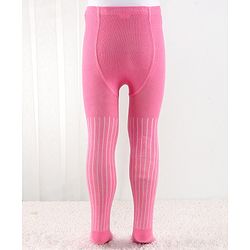 Cutewalk by Babyhug Anti Bacterial Footed Tights Striped Pack Of 2 - Navy Blue & Pink