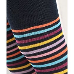 Cutewalk by Babyhug Anti Bacterial Footed Tights Striped Pack Of 2 - Navy Blue & Pink
