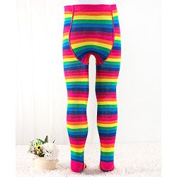 Cute Walk by Babyhug Anti Bacterial Footed Tights Striped - Multicolor