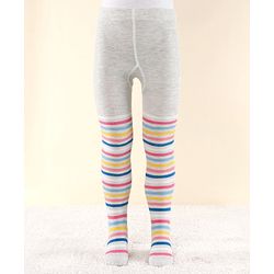 Cute Walk by Babyhug Antibacterial Stripped Footed Tights - Grey