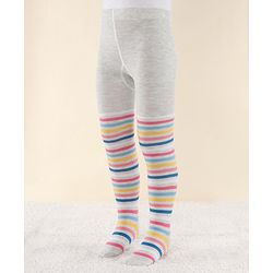 Cute Walk by Babyhug Antibacterial Stripped Footed Tights - Grey