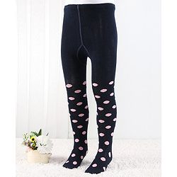 Cutewalk by Babyhug Anti Bacterial Footed Tights Spot Design - Navy Blue