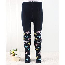 Cutewalk by Babyhug Anti Bacterial Footed Tights Star Design - Navy