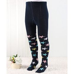 Cutewalk by Babyhug Anti Bacterial Footed Tights Star Design - Navy