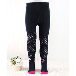 Cutewalk by Babyhug Anti Bacterial Footed Tights Polka Dots Design - Navy Blue