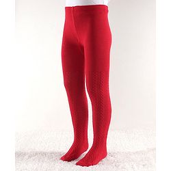 Cute Walk by Babyhug Antibacterial Solid Footed Tights - Red