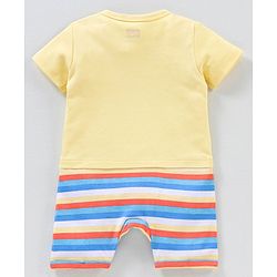 Babyhug 100% Cotton Half Sleeves Romper Koala Print - Yellow