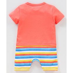 Babyhug 100% Cotton Half Sleeves Romper Koala Print - Red