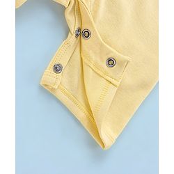 Babyhug 100% Cotton Knit Half Sleeves Striped Romper Koala Print - Blue & Yellow