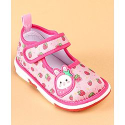Cute Walk by Babyhug Velcro Closure Strawberry Print & Applique Casual Shoes - Fuchsia