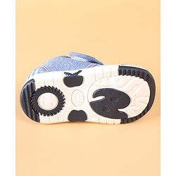 Cute Walk by Babyhug Checked Casual Denim Shoes with Velcro Closure Train Applique - Blue