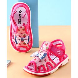 Cute Walk by Babyhug Sandals with Velcro Closure Bow Applique - Fuchsia