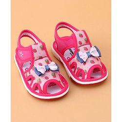 Cute Walk by Babyhug Sandals with Velcro Closure Bow Applique - Fuchsia