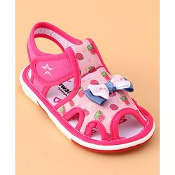 Cute Walk by Babyhug Sandals with Velcro Closure Bow Applique - Fuchsia