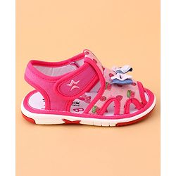 Cute Walk by Babyhug Sandals with Velcro Closure Bow Applique - Fuchsia