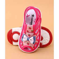 Cute Walk by Babyhug Sandals with Velcro Closure Bow Applique - Fuchsia