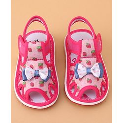 Cute Walk by Babyhug Sandals with Velcro Closure Bow Applique - Fuchsia