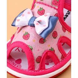 Cute Walk by Babyhug Sandals with Velcro Closure Bow Applique - Fuchsia