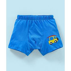 Babyhug 100% Cotton Knit Striped Trunks Car Print Pack of 3 - Blue & White